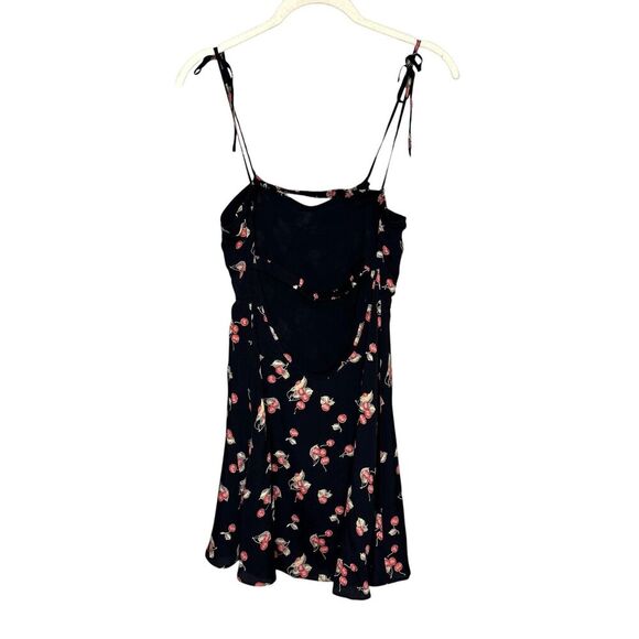 For Love & Lemons Dress Womens Small Black Cherry Print Tie Front Backless Rayon - Picture 3 of 11